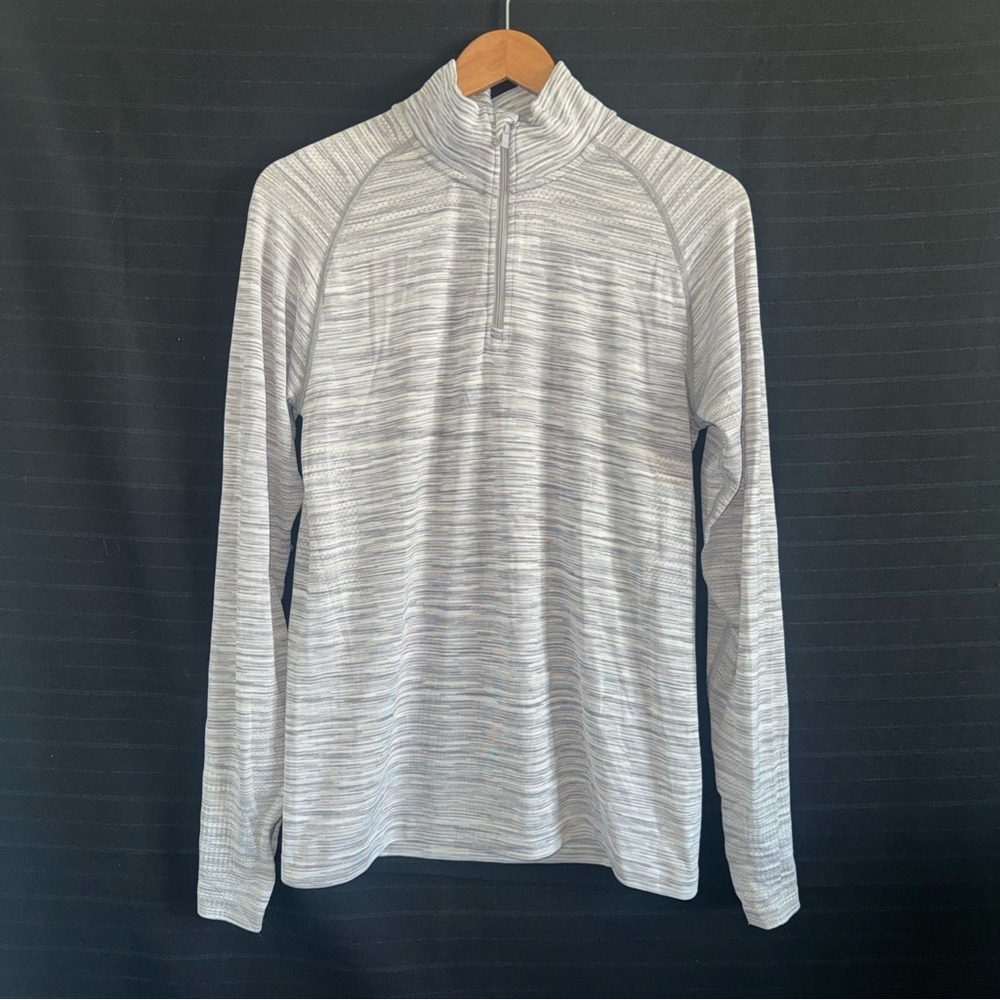 All in Motion womens gray verigated mock neck 1/4 zip long sleeve pullover S